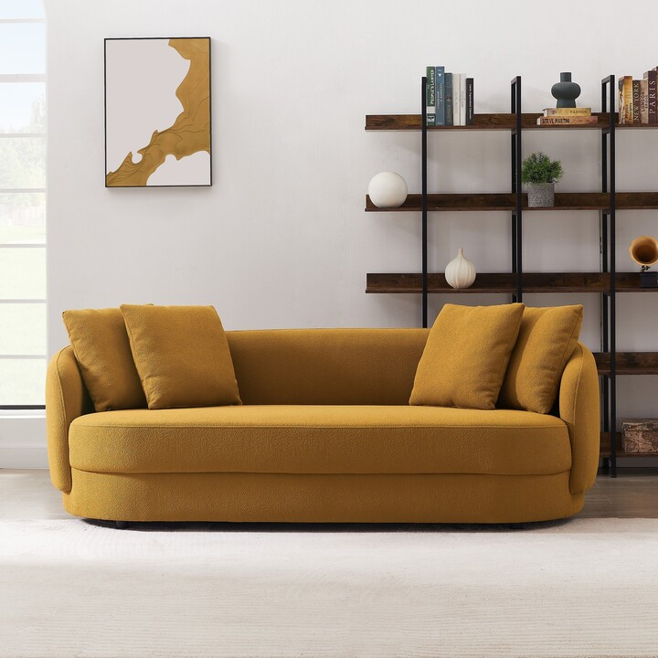 Ashcroft Haas Japandi Style Luxury Modern Boucle Fabric Curvy Couch ... throughout Finding the Perfect Japandi 93" Sofa for Your Lifestyle A Practical Guide