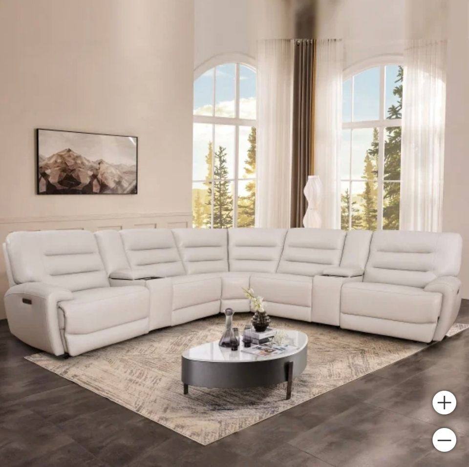 Aubrey 7-Piece Leather Power Zero Gravity Reclining Sectional With ... in Beyond the Basics Understanding the Features of a Charter Leather 3 Piece Set