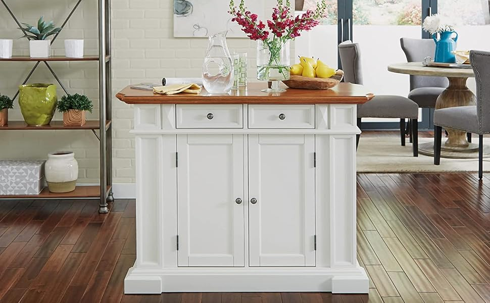 Amazon.com: Bowery Hill Traditional Wood Kitchen Island In Off White ... with Maintaining Your Bowery Hill Kitchen Cart for Long-Term Beauty