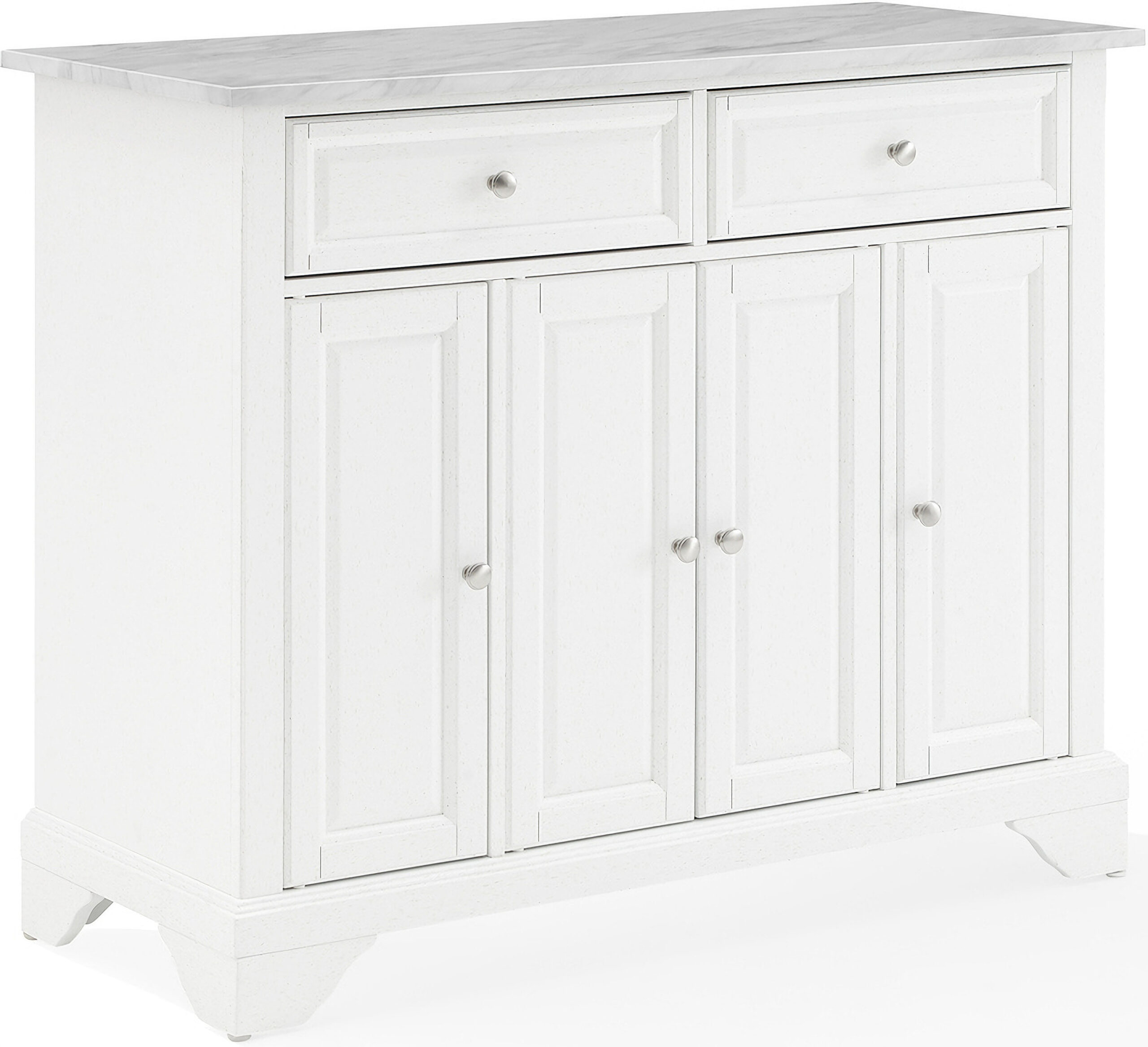 Avery Kitchen Island/Cart In Distressed White And White Marble By ... throughout Beyond the Surface Exploring the Features of the White Marble Avery Cart