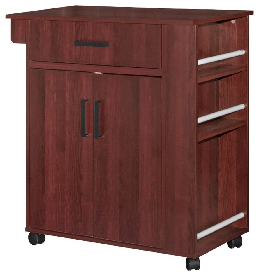 Better Home Products Shelby Rolling Kitchen Cart With Storage Cabinet ... within Better Home Products Shelby Kitchen Wooden Microwave Cart In Mahogany