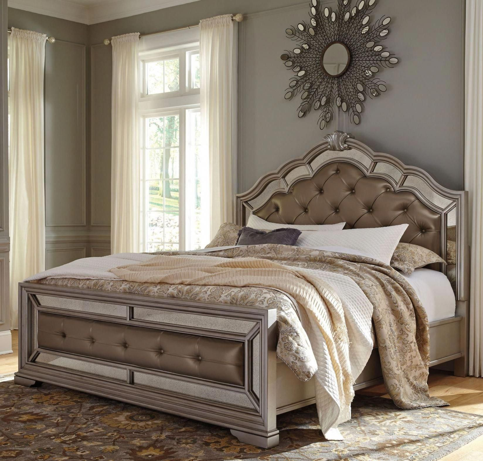 Birlanny Silver Upholstered Panel Bedroom Set 2 #Bedroomsets ... pertaining to Voyage Natural King Wood & Upholstered Canopy 3 Piece Bedroom Set With 2 2-Drawer Nightstands By Nate Berkus + Jeremiah Brent