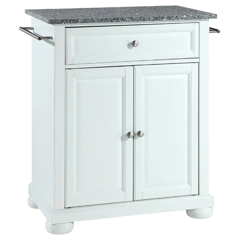 Bowery Hill Traditional Wood Kitchen Island With Granite Top In White ... throughout Maintaining Your Bowery Hill Kitchen Cart for Long-Term Beauty