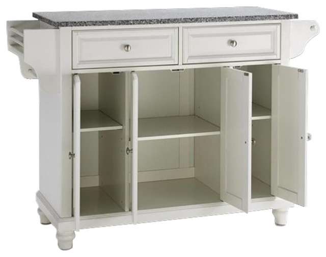 Catania Modern / Contemporary Gray Granite Top Kitchen Island In White ... for Making the Most of Limited Space The Portable Kitchen Cart Solution