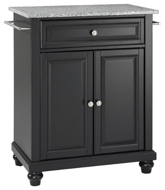Catania Modern Gray Granite Top Portable Kitchen Island In Black ... intended for Making the Most of Limited Space The Portable Kitchen Cart Solution