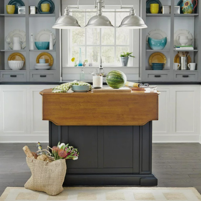 Classic Kitchen Island, Ample Storage & Top With Drop Leaf ... inside Classic Kitchen Island, Framed Doors With Natural Wooden Top, Vintage Mahogany