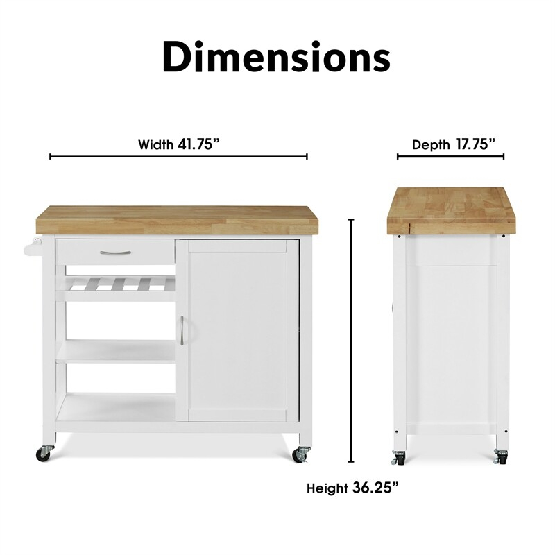 Clickdecor Denver Kitchen Cart White | Ebay inside Clickdecor Denver Kitchen Cart White