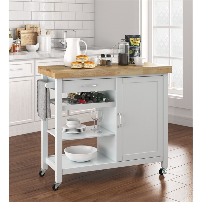 Clickdecor Denver Kitchen Cart White | Ebay with regard to Clickdecor Denver Kitchen Cart White