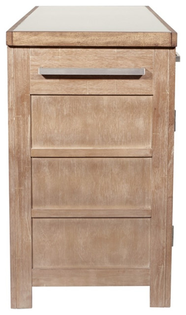 Cocina Kitchen Island In Brown Engineered Wood With Stainless Top ... within Cocina Kitchen Island In Natural With Spice Rack And Engineered Wood Top