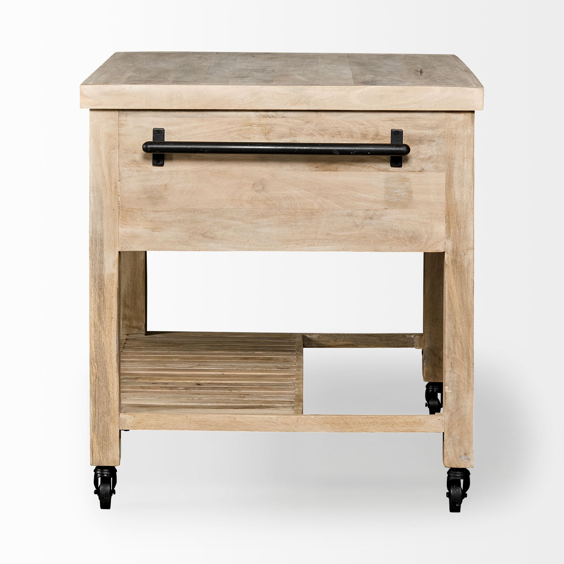 Columbia Ii Light Brown Base With Black Iron Knobs Rolling Kitchen ... regarding Columbia Ii Light Brown Base, Black Iron Knobs Rolling Kitchen Island