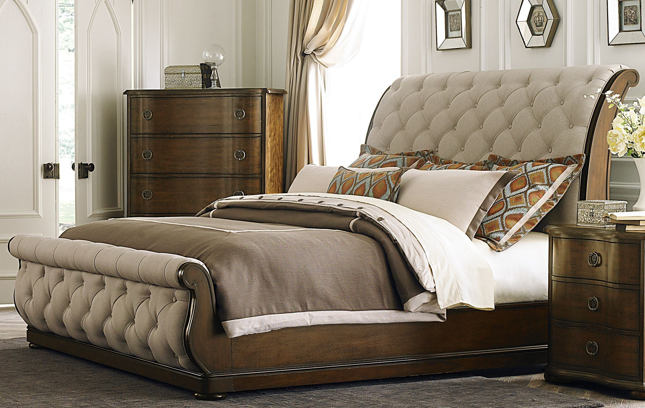 Cotswold Upholstered Sleigh Bedroom Set From Liberty (545-Br-Qsl ... intended for Voyage Natural King Wood & Upholstered Canopy 3 Piece Bedroom Set With 2 2-Drawer Nightstands By Nate Berkus + Jeremiah Brent