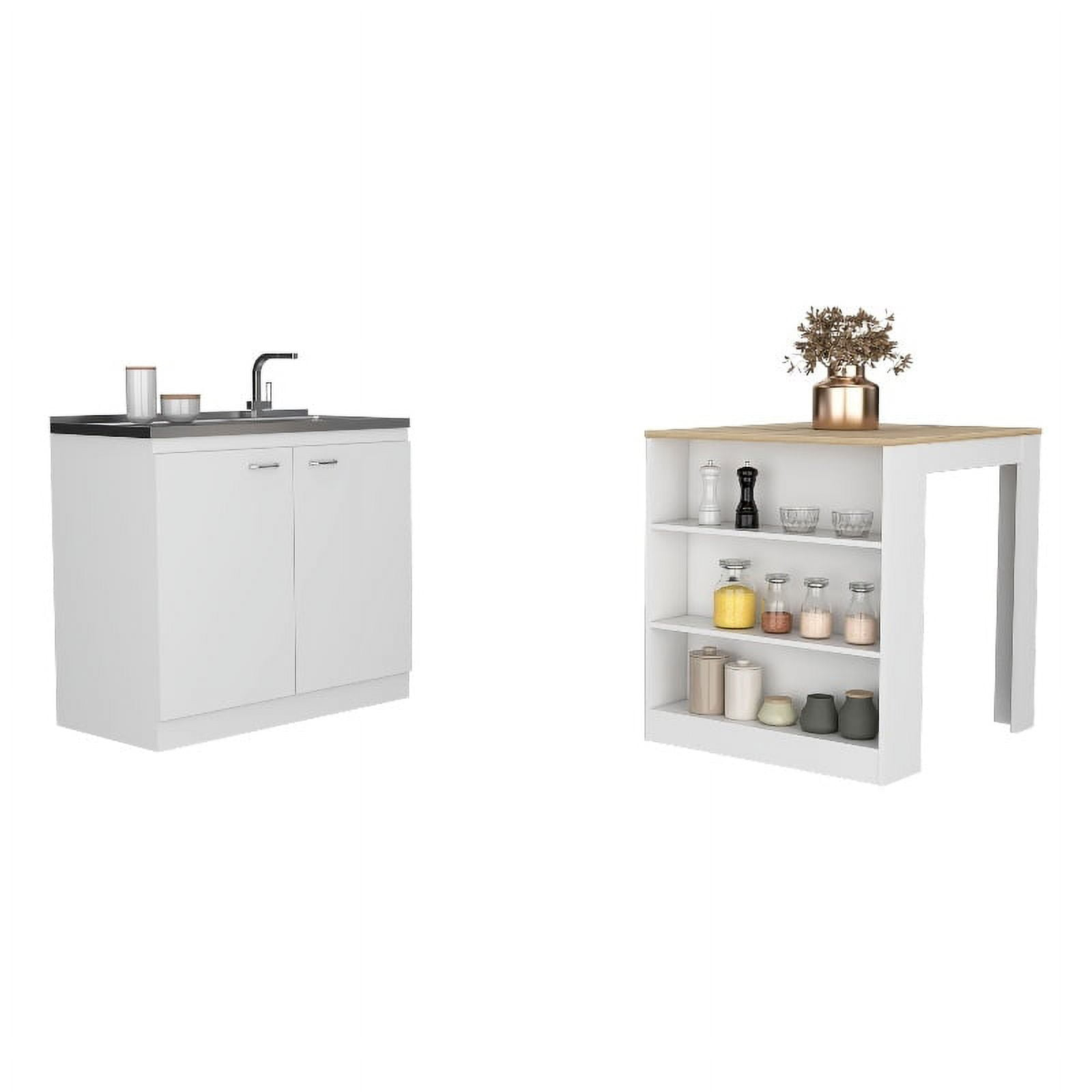 Covelo 2 Piece Kitchen Set Multi-Color Engineered Wood - Walmart.com intended for Campbell 2 Piece Kitchen Set Multi-Color Engineered Wood