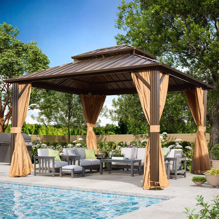 Erommy Outdoor Patio Gazebo, Hardtop Gazebo With Galvanized Steel Roof ... throughout Outdoor Patio Gazebo, Hardtop Gazebo With Galvanized Steel Roof And Aluminum Frame