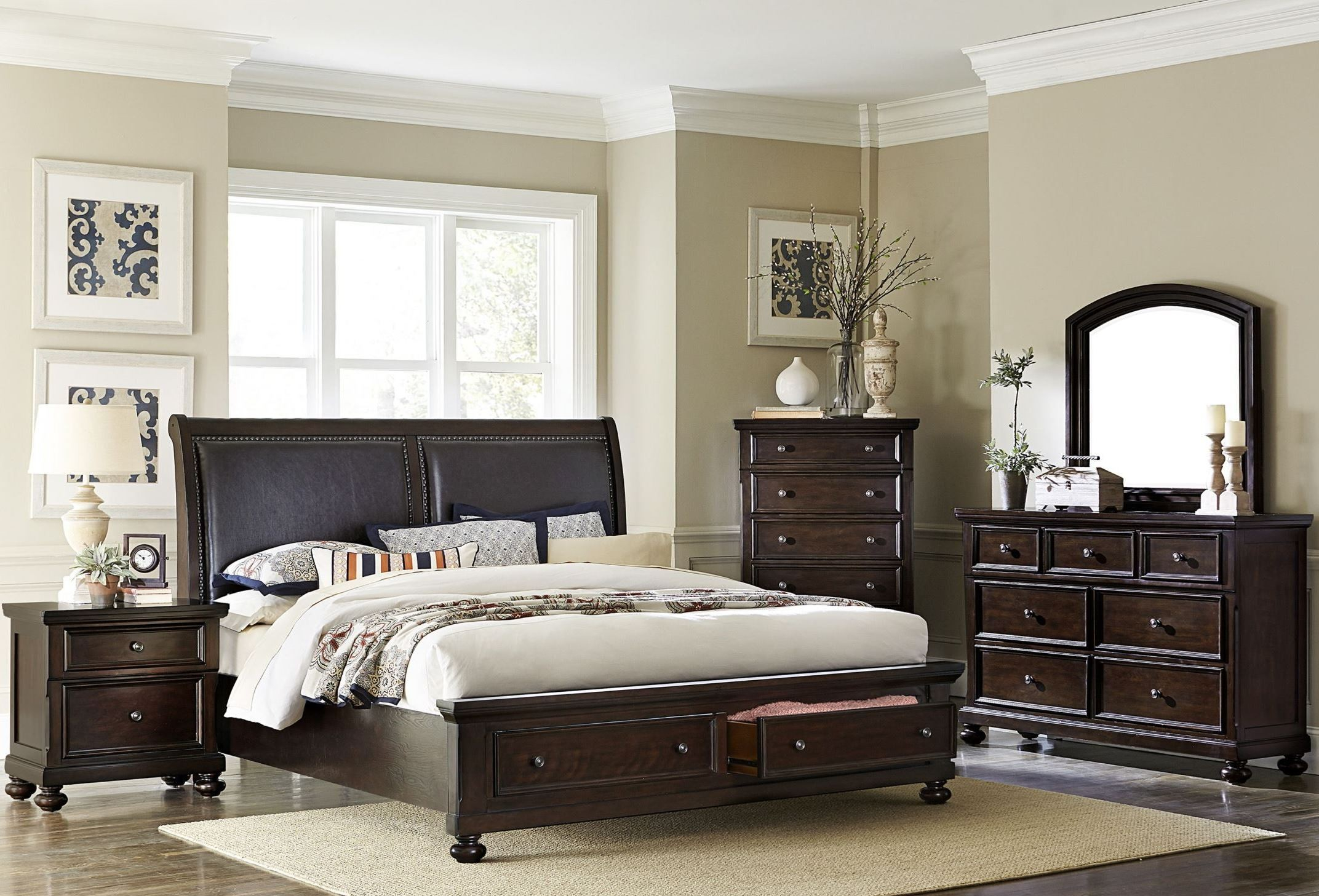 Faust Dark Cherry Storage Platform Bedroom Set From Homelegance (1834-1 ... regarding Sustainable Style: Examining the Materials and Craftsmanship of the Alton Cherry II Set