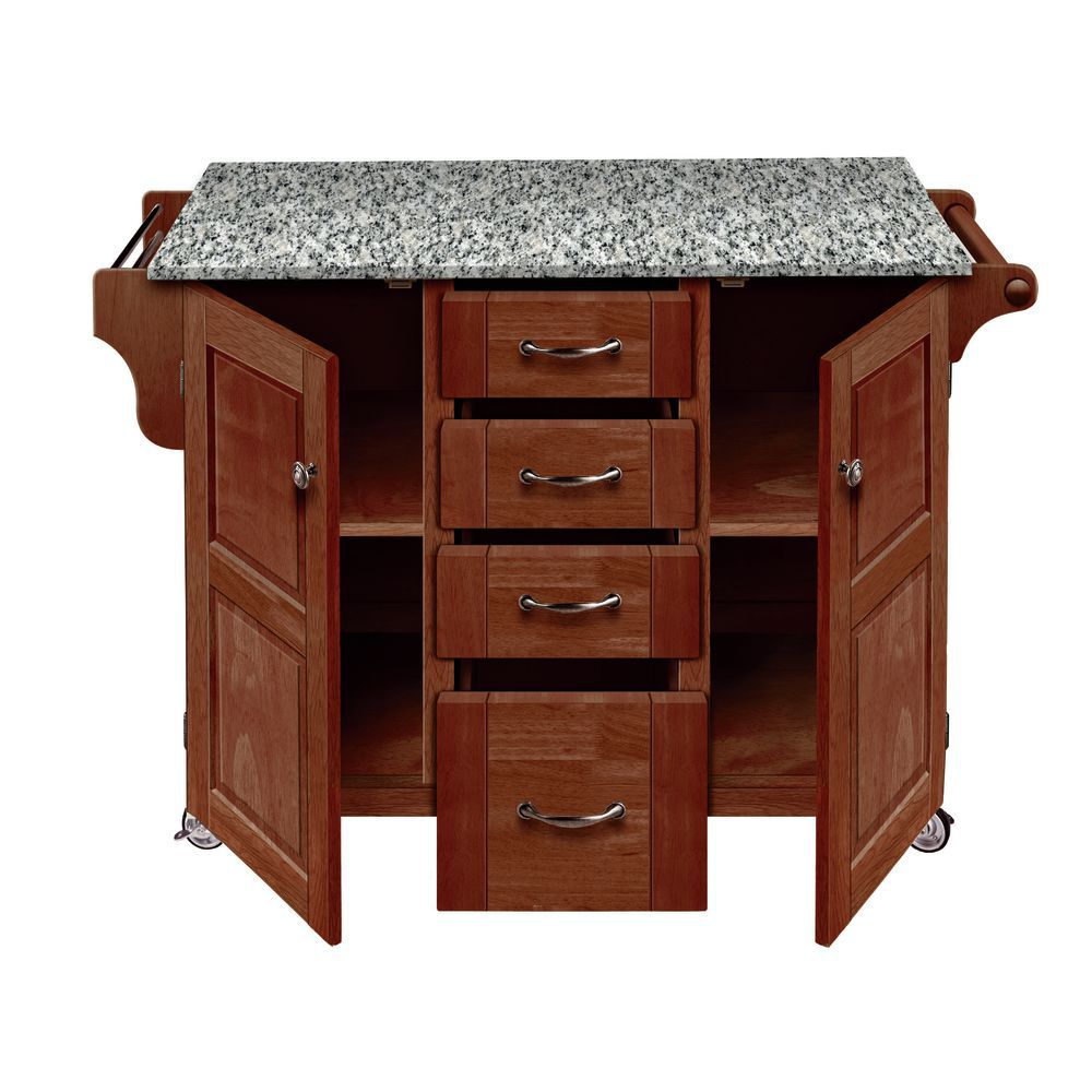 Portable Kitchen Island With Granite Countertop - Things In The Kitchen for Catania Modern Gray Granite Top Portable Kitchen Island In Mahogany