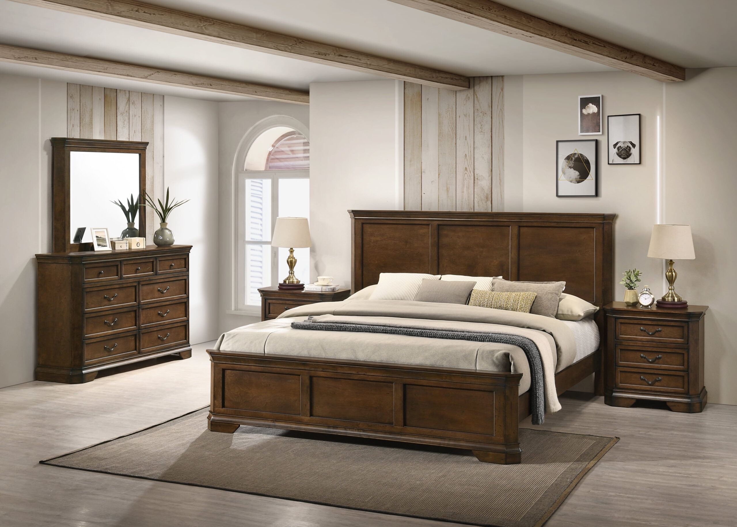 Roundhill Furniture Maderne Traditional 5-Piece Wood Bedroom Furniture ... within Sorensen California King Wood 3 Piece Bedroom Set With 2 Wood 3-Drawer Nightstands