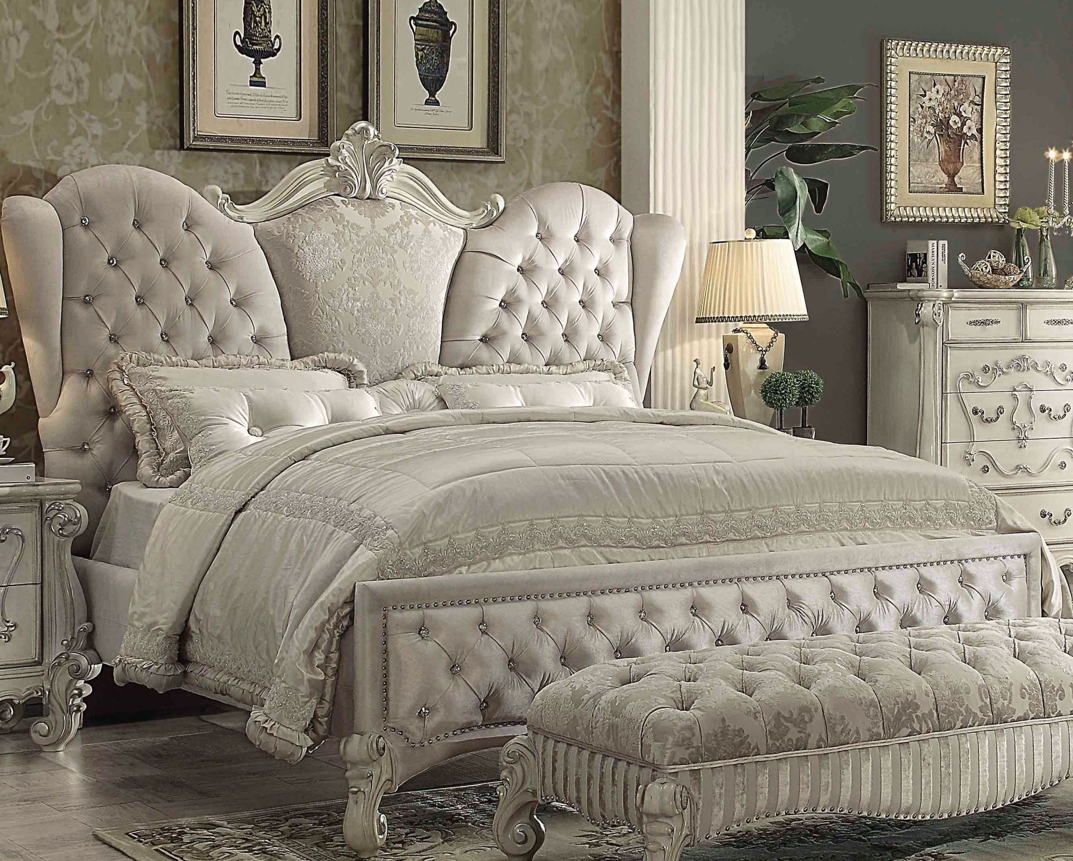 Upholstered Bedroom Sets regarding Dean Sand Full Upholstered 4 Piece Bedroom Set With Madison White Ii Dresser Chest & 2 Drawer Nightstand