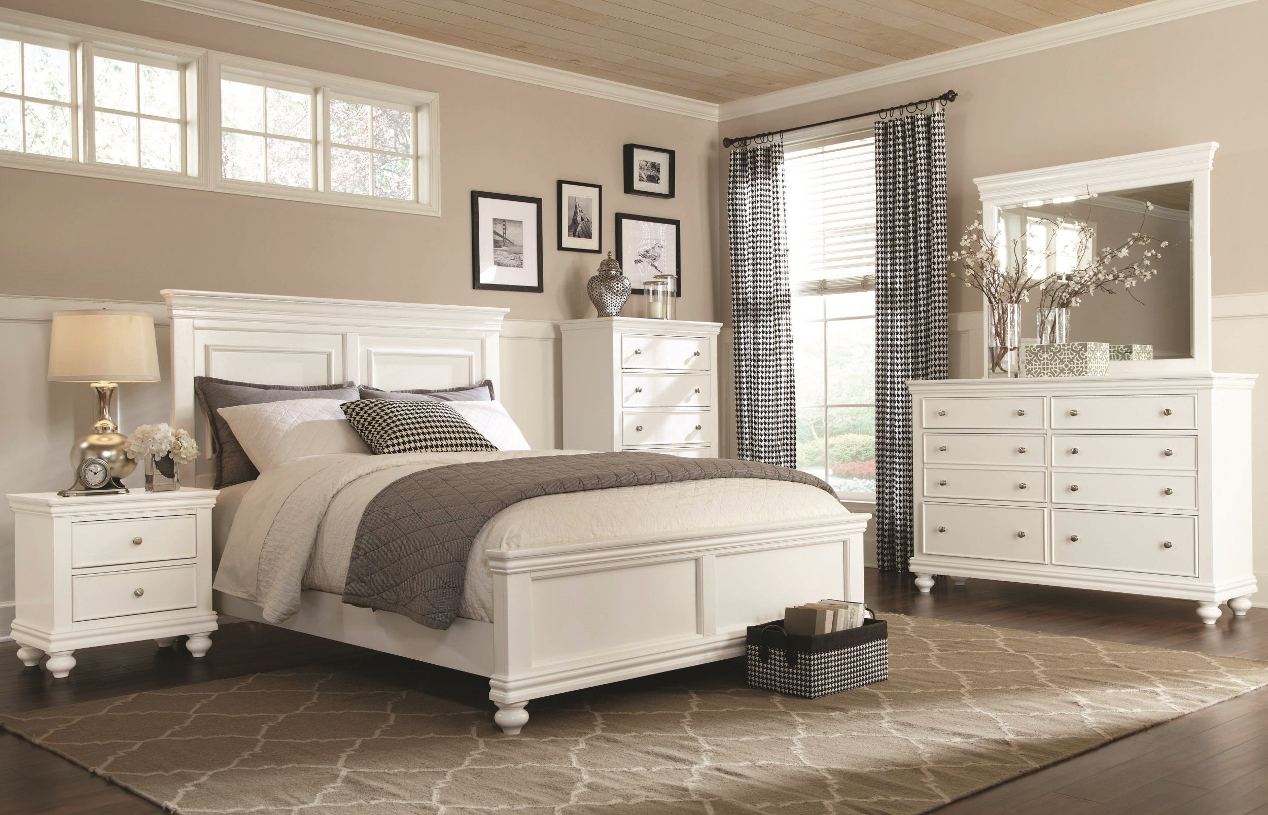 What Color Furniture Would Look Best In Your White Bedroom? throughout Dean Sand Full Upholstered 3 Piece Bedroom Set With Madison White Ii Dresser & 2 Drawer Nightstand