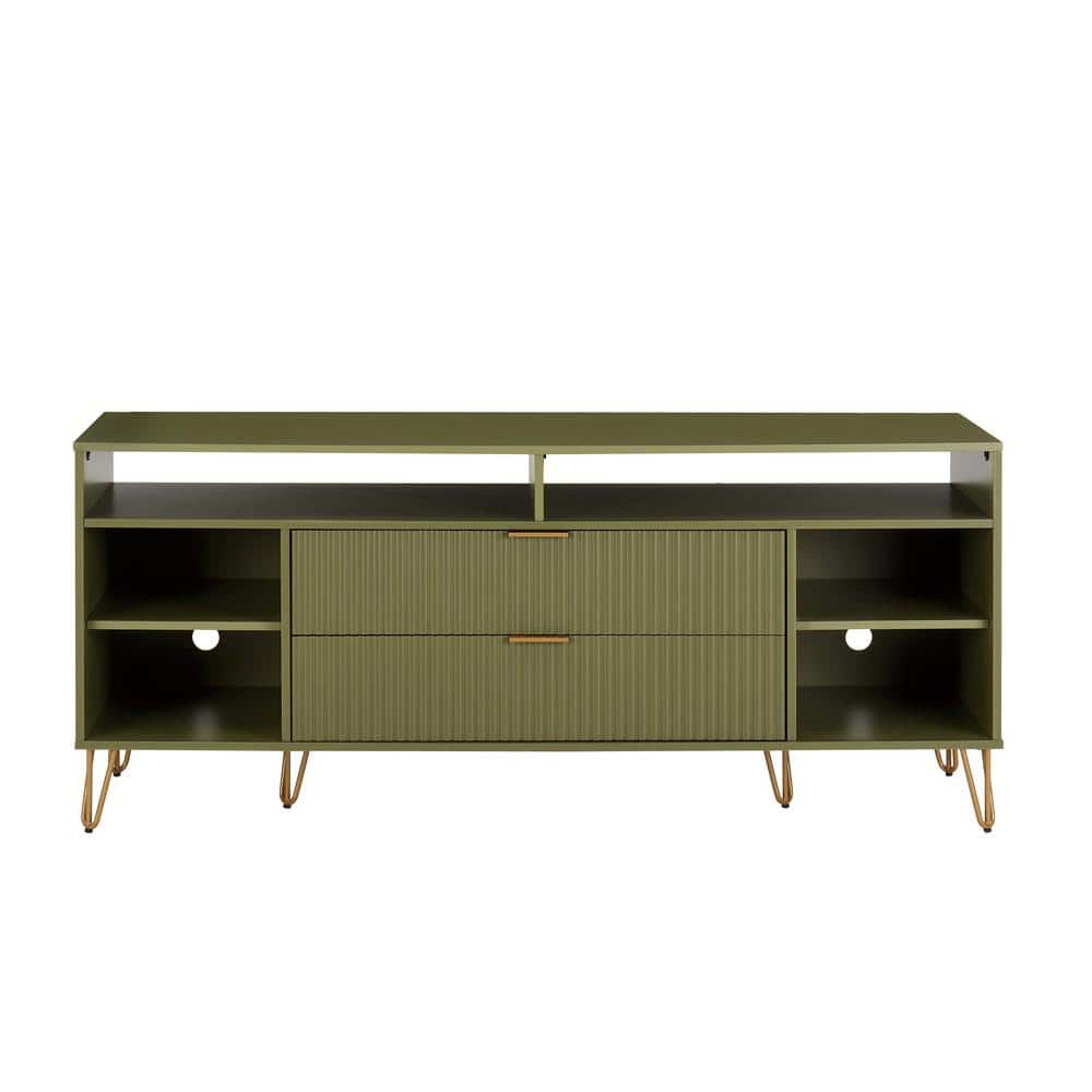 Manhattan Comfort Dumbo 62.99 In. Olive Green Mid-Century Modern Tv ... intended for From Assembly to Aesthetic Mastering the Manhattan Comfort DUMBO TV Stand