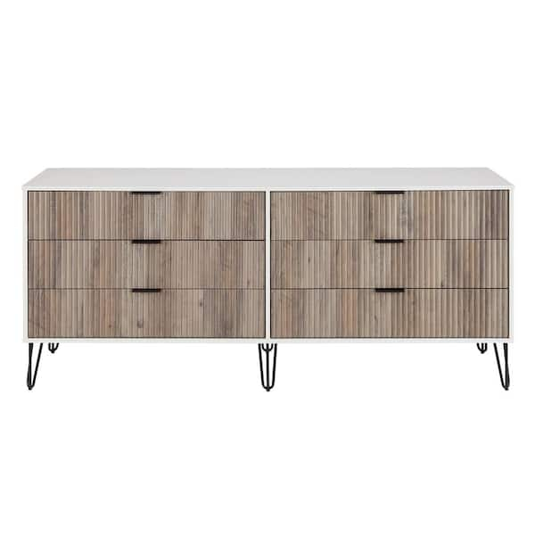 Manhattan Comfort Dumbo White And Grey Modern 6-Drawer 69.68 In. W ... inside From Assembly to Aesthetic Mastering the Manhattan Comfort DUMBO TV Stand