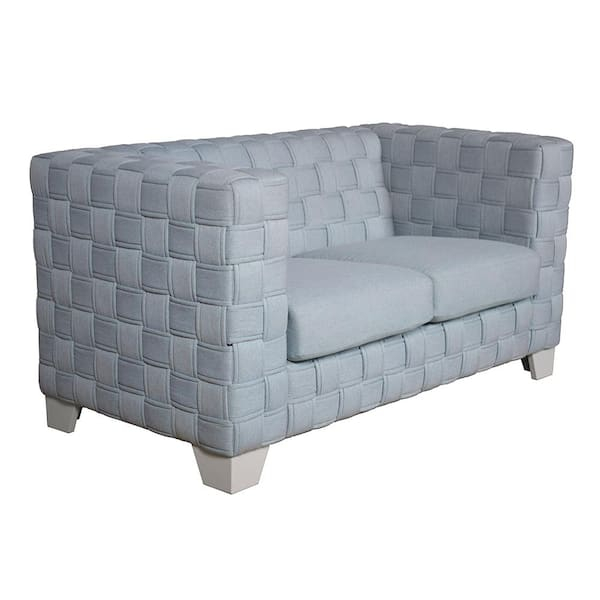 Acme Furniture Saree 31 In. Light Teal Chenille And White Finish Solid ... pertaining to Acme Saree Sofa, Light Teal Chenille & White Finish