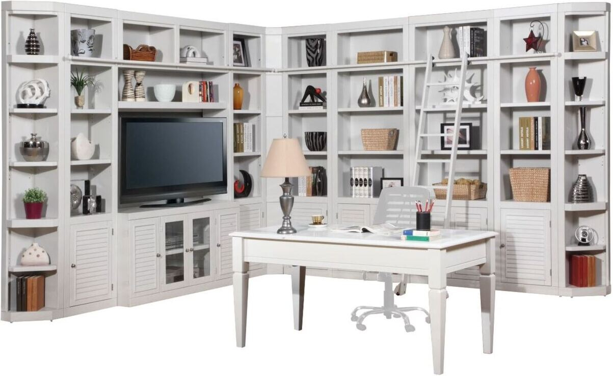 Boca 13 Piece L Shape Entertainment Wall With Desk In Cottage White By ... for