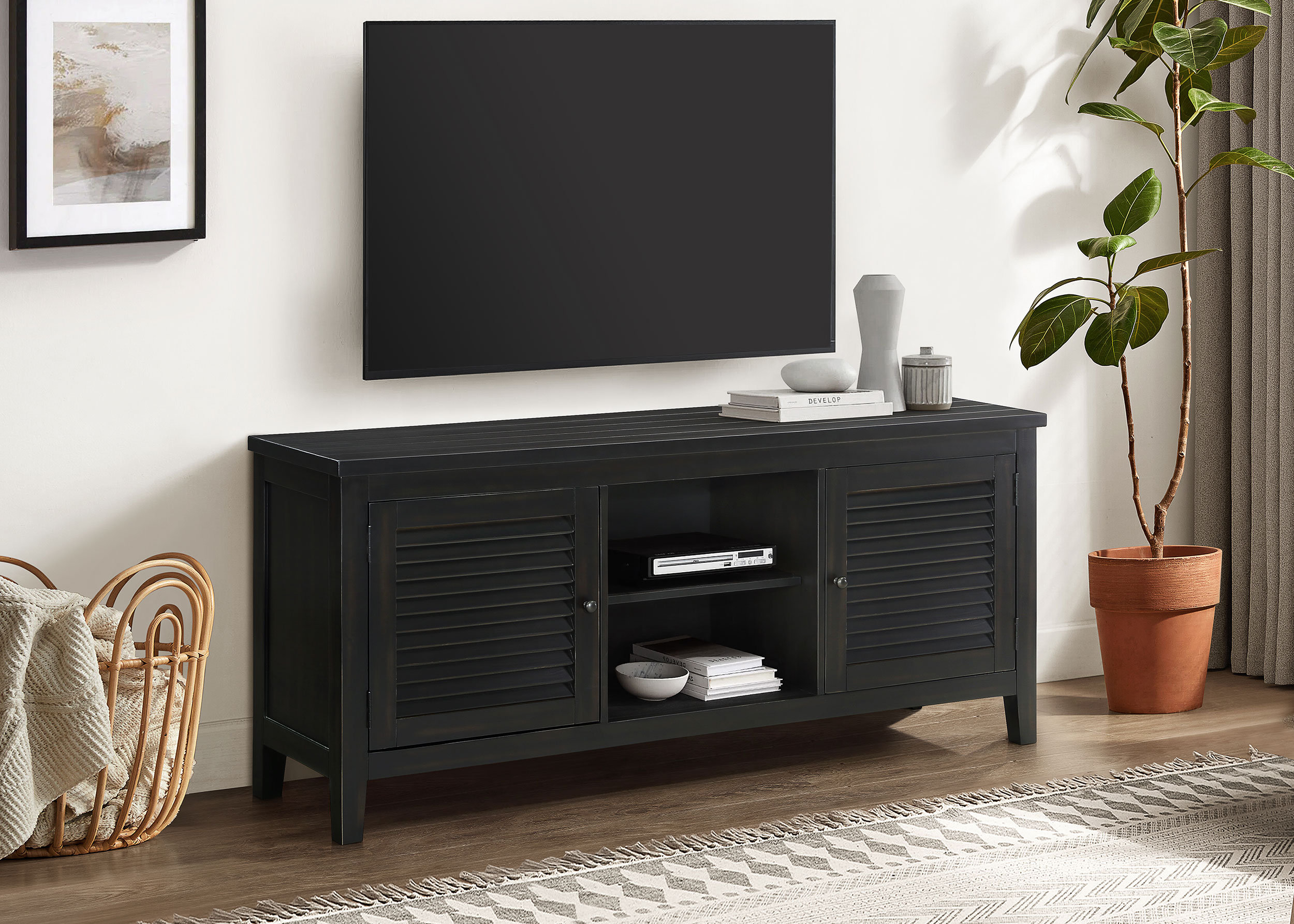 Lark Manor™ Farihah 2-Door 60-Inch Tv Stand Console Distressed Java ... in The Durability and Design of the Payne 60" Distressed Java TV Stand