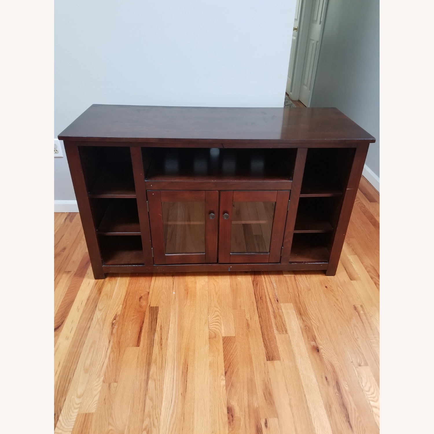 Ashley Furniture Dark Brown Wood Tv Stand - Aptdeco regarding
