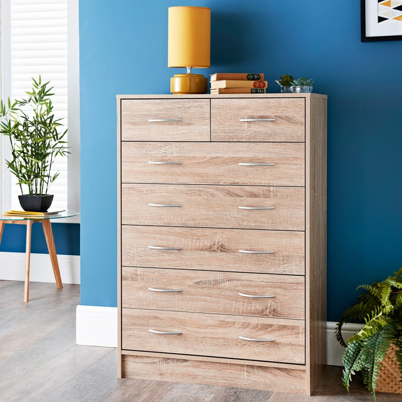 Dresser With 7 Drawers / Made Of Acacia Wood, Pine And Birch Veneers ... regarding