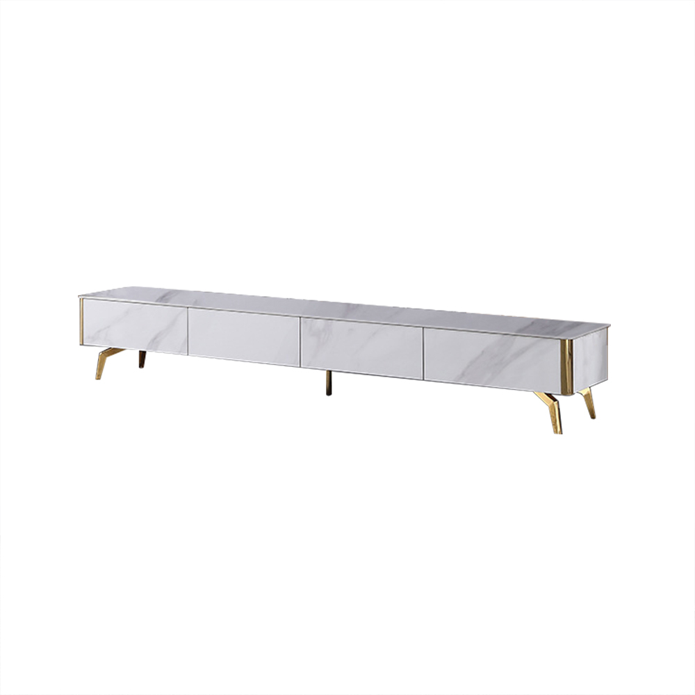 Modern White Tv Stand With Stone Top &Amp; Drawers For 100 Inch Tvs-Homary pertaining to