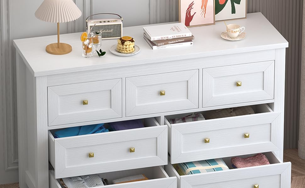Amazon.com: Bornoon 7-Drawer Dresser For Bedroom, Chest Of Drawers With ... pertaining to Maximizing Storage and Style with the Montauk 7-Drawer Dresser