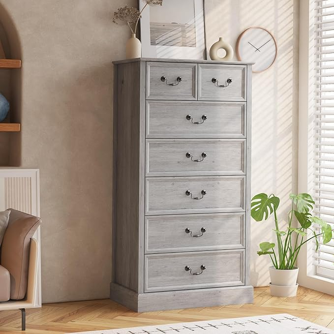 Amazon.com: Garveehome Farmhouse 7 Drawers Dresser For Bedroom, Wood ... in Maximizing Storage and Style with the Montauk 7-Drawer Dresser