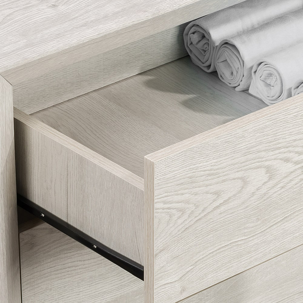 Best Buy: Corliving Newport 5 Drawer Tall Dresser White Washed Oak Npt ... with
