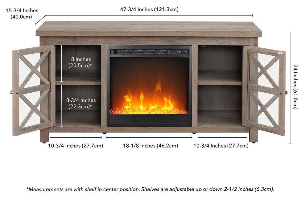 Colton Rectangular Tv Stand With Crystal Fireplace For Tv's Up To 55 In ... intended for