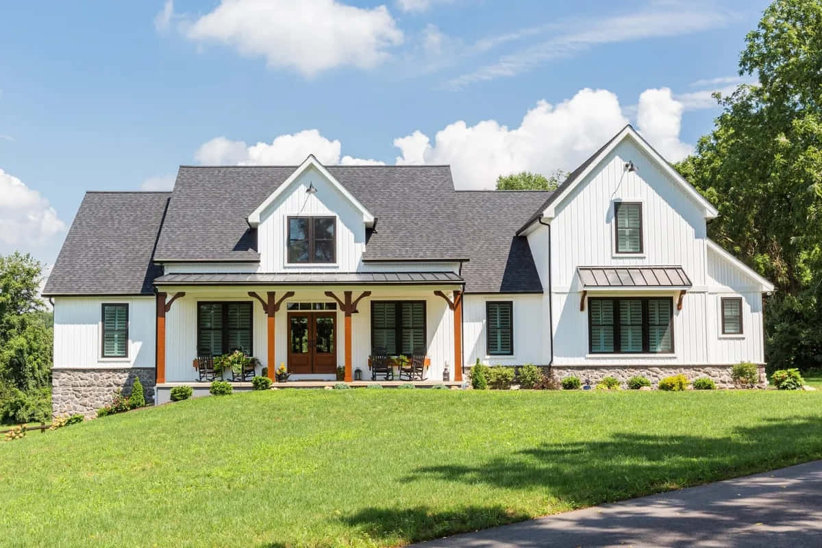 Download Modern Farmhouse Exterior Design Wallpaper | Wallpapers.com inside