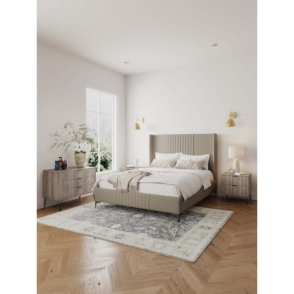 Manhattan Comfort Dumbo Rustic Grey 2-Drawer 20.07 In. Nightstand And 3 ... inside Styling Tips and Tricks for Your Manhattan Comfort DUMBO TV Stand