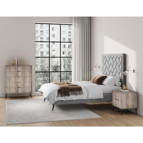 Manhattan Comfort Dumbo Rustic Grey 2-Drawer 20.07 In. Nightstand And 5 ... with Styling Tips and Tricks for Your Manhattan Comfort DUMBO TV Stand