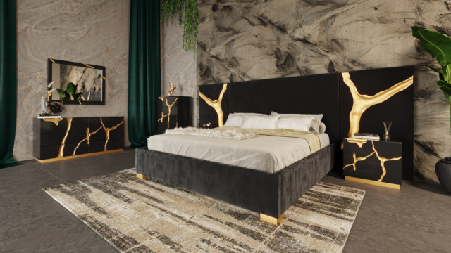 Modrest Aspen Black And Gold Chest - Contemporary - Dressers - By Vig ... intended for Discovering the Craftsmanship Behind the Modrest Aspen Chest