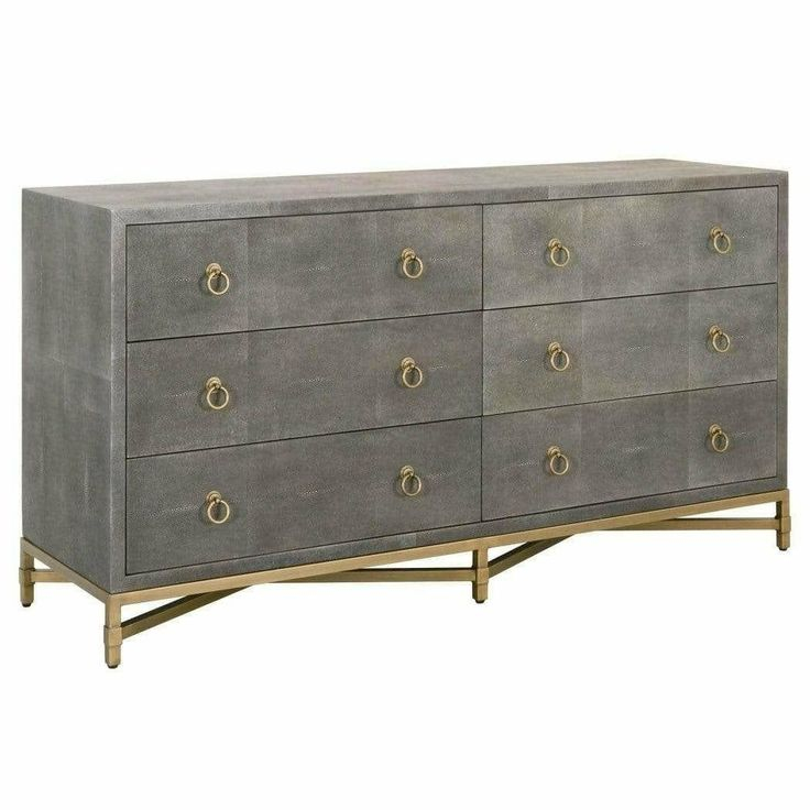 Strand Shagreen 6-Drawer Double Dresser Gray Shagreen | Double Dresser ... regarding
