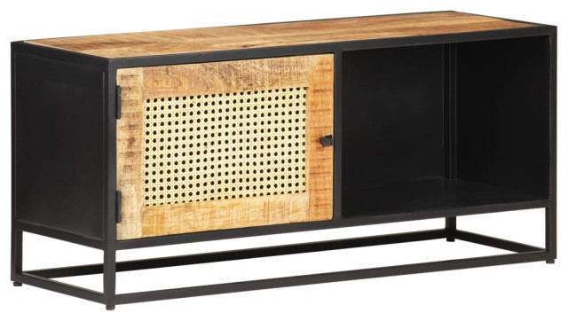 Vidaxl Tv Stand Tv Unit Sideboard Cupboard Rough Mango Wood And Natural ... pertaining to