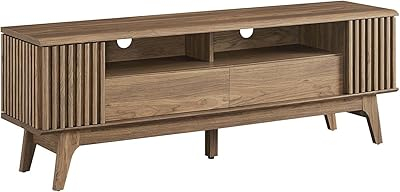 Amazon.com: Modway Cadence Fluted Wood Grain 71" Tv Stand In Oak : Home ... intended for Bringing Warmth Home The Cadence 71" Curved TV Stand in Natural Oak
