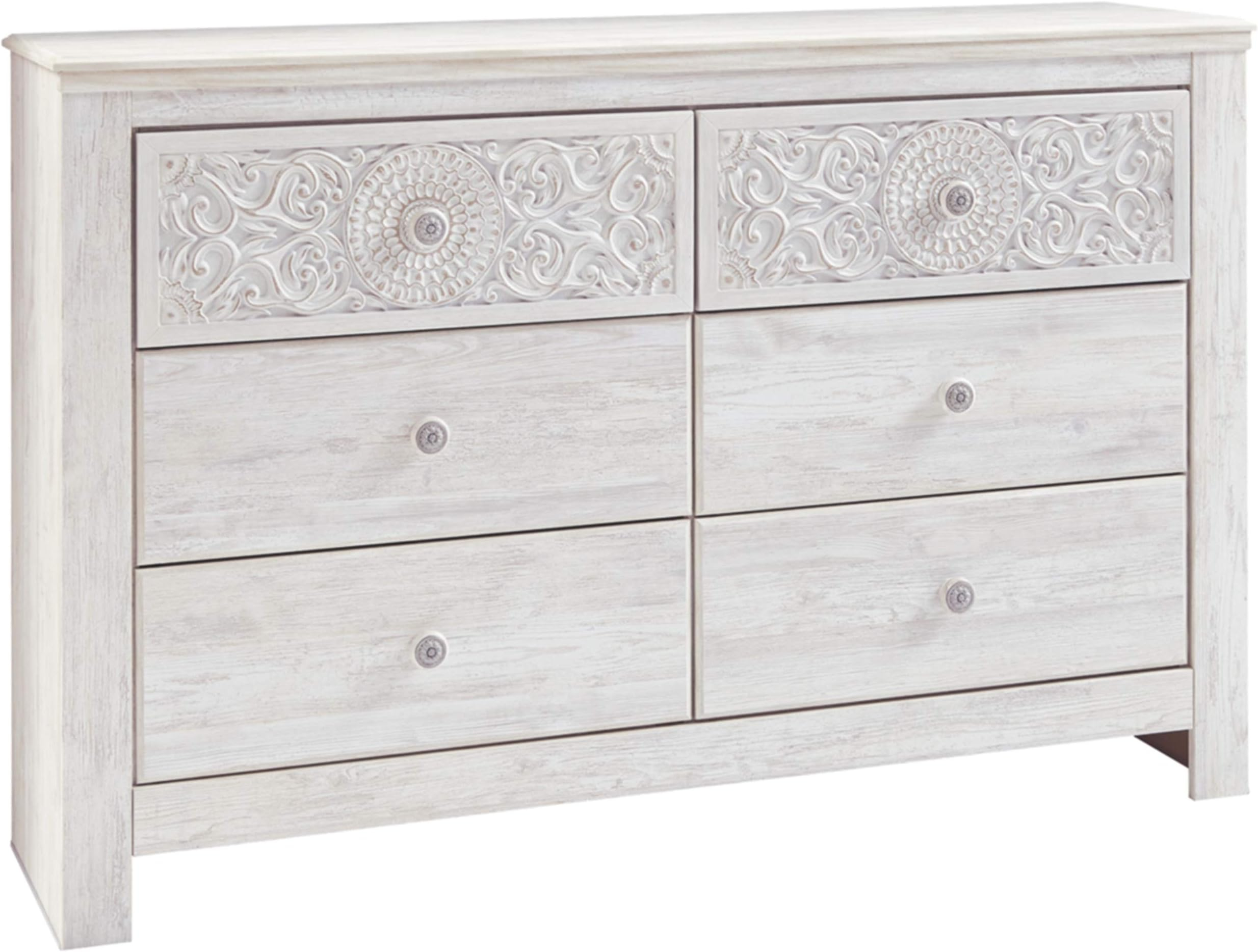 Amazon.com: Vingli Wash White Dresser For Bedroom, 6 Drawer Dresser ... for Hikaru Dresser, White Wash