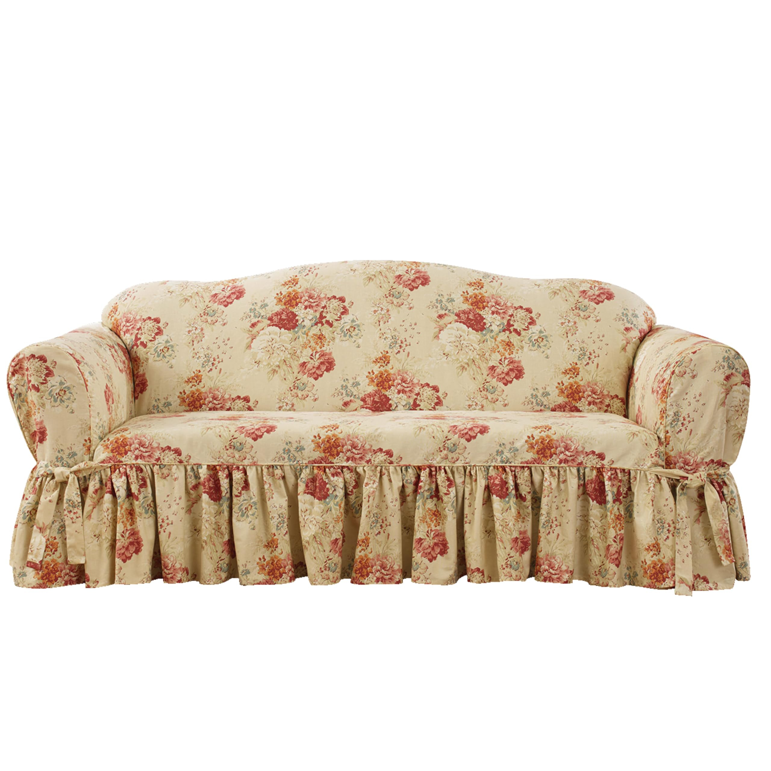 Amazon.com: Waverly Ballad Bouquet Ruffled Sofa Slipcover, Sofa Cover ... throughout Sofa Secrets: Skirts, Slipcovers And Legs