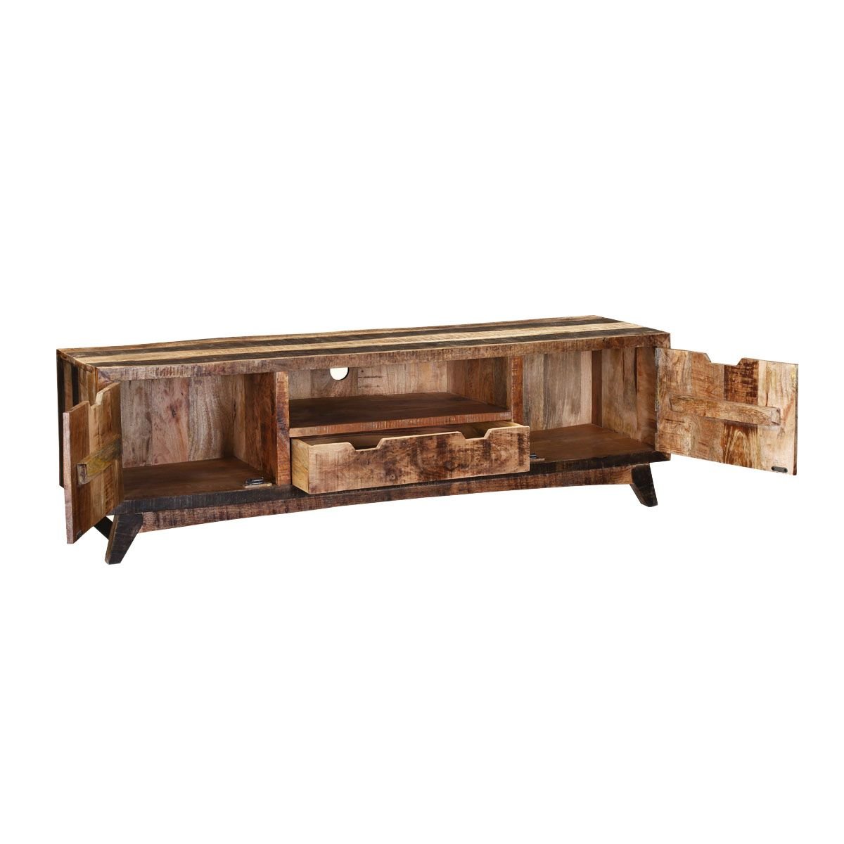 Boulder Handcrafted 2-Drawer Rustic Mango Wood Tv Stand Media Console regarding Elkton 2-Drawer Engineered Wood 59" Tv Stand Mango