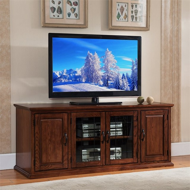 Bowery Hill Traditional Wood Tv Stand For Tvs Up To 60" In Burnished Oak, 60" - Traditional ... intended for Style Meets Functionality The Bowery Hill TV Stand for Modern Living