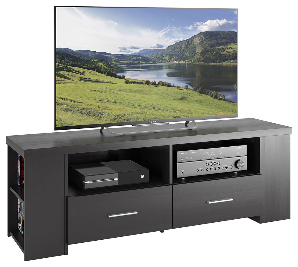 Bromley 60" Tv And Component Bench, Ravenwood Black - Transitional ... in Elevate Your Home Decor with the Fiji 60" TV Component Bench