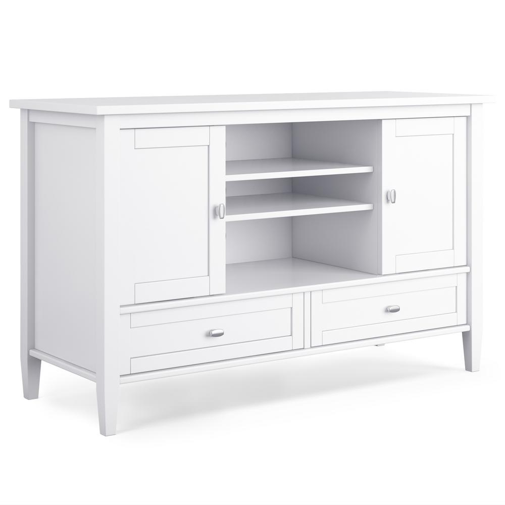 Brooklyn + Max Lexington 47 In. White Wood Tv Stand With 2 Drawer Fits ... pertaining to Casey 2-Drawer Engineered Wood 60" Tv Stand White