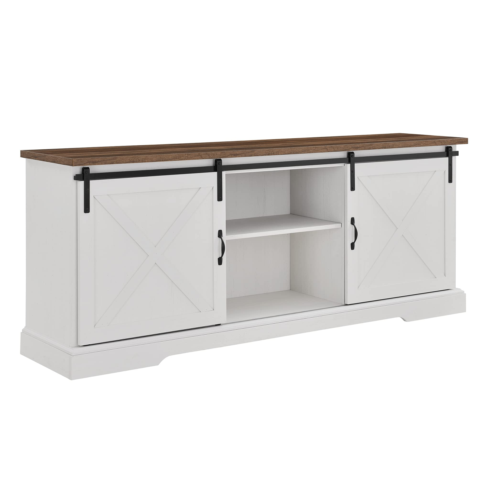 Buy Walker Edison Corbin Modern Farmhouse Sliding X Barn Door Tv Stand ... within Understanding the Appeal of Glass Inserts in Modern Farmhouse Entertainment Centers