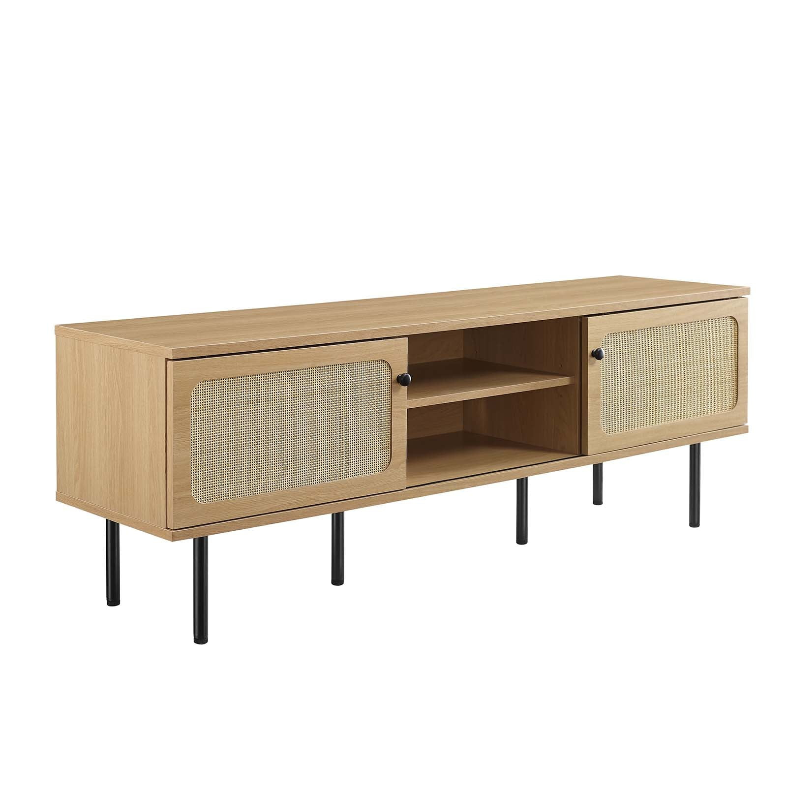 Cane Tv Stand, Rattan Media Cabinet, Natural Wood Entertainment Center ... inside Plank Media Cabinet Natural