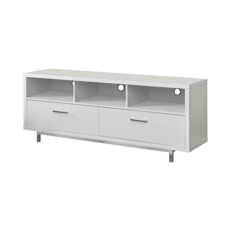 Casey 2-Drawer Rectangular Tv Console White – Ideal Mattress ... with regard to The Design Philosophy Behind the Casey 60" Engineered Wood TV Stand